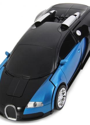 Машина-трансформер с пультом bugatti veyron robot car size 1:18 синяя4 фото