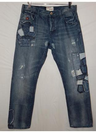 Прямі джинси в техніці печворк vintage distressed patchwork jeans від energie