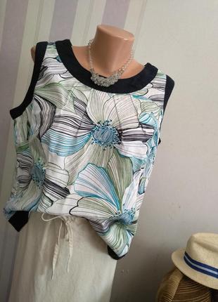 Лен, вискоза💕,шикарный  майка, блуза, на спине  пуговици, большой размер, бохо стиль