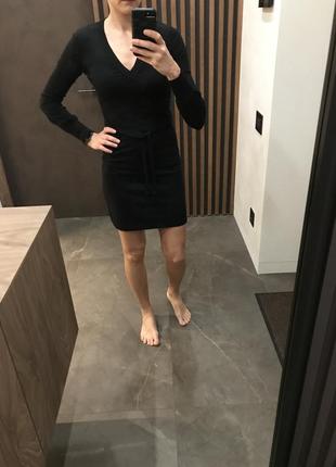 Трикотажное чёрное платье zara