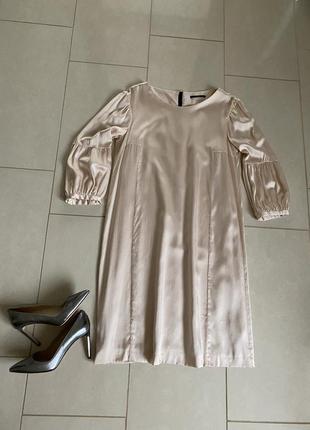 Изумительное шёлковое платье пудровый цвет hugo boss размер m/l7 фото