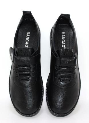 Черные базовые женские туфли весна-осень, без каблуков, на застежке липучки,женная обувь демисезон4 фото