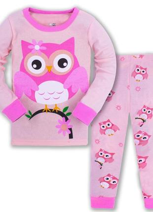 Пижама для девочки, розовая. милая сова.