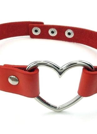 Чокер кожаный на шею с сердцем