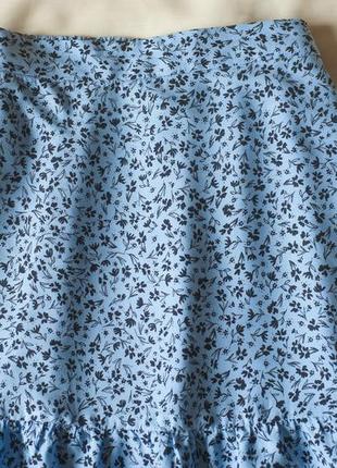 Голубая летняя юбка макси в мелкие цветочки женская monki, размер m4 фото