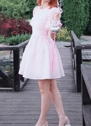 Платье, платье барби, нежно-розовое, xs1 фото