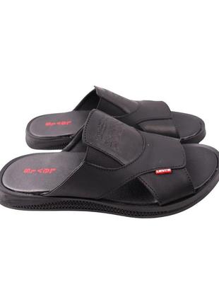 Шльопанці чоловічі maxus shoes чорні натуральна шкіра, 43