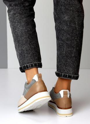 Популярные женские кроссовки, на платформе, весенняя, летняя модель в натуральной кожи/замше в разме7 фото
