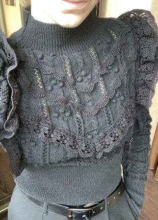Блуза свитер с кружевом от zara1 фото