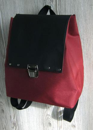 Небольшой рюкзак цвета марсала с эко-кожей2 фото