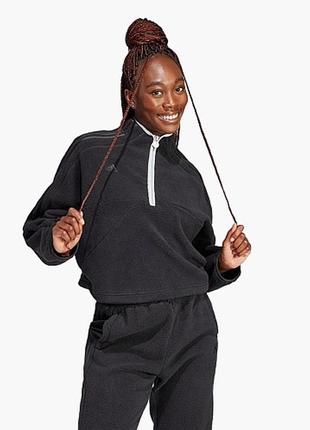 Анорак, кофта спортивная флисовая adidas tiro half-zip fleece black ia30422 фото