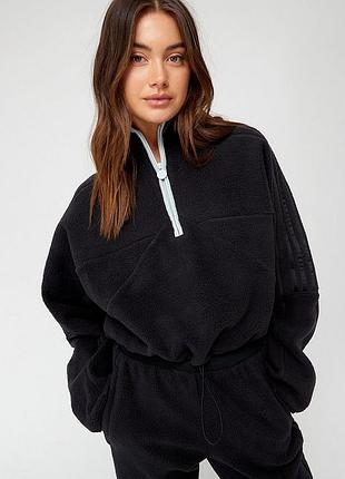Анорак, кофта спортивна флісова adidas tiro half-zip fleece black ia3042