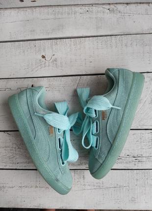 Новые кеды кроссовки голубые блакитні замшевые puma suede 37,5-38