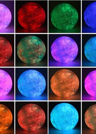 Настольный светильник луна 3d moon lamp touch control 15 см с пультом 16 режимов / детский ночник9 фото