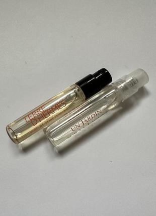 Парфюмированная вода унисекс / для мужчин от hermes - un hardin sur la lagune + terre d'hermes parfum, 1.5 ml (пробник)1 фото