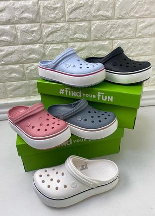 Стильные женские кроксы платформа crocs crocband platform1 фото