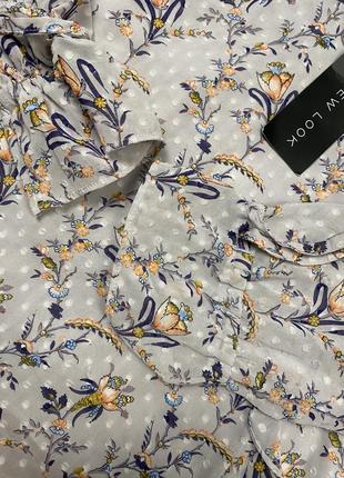 Женская блуза с оборками в горох и цветочный принт new look (нью лук хлрр новая оригинал разноцветная)6 фото