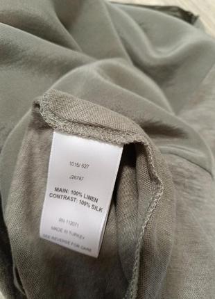 Jigsaw шовкова лляна блуза топ футболка хакі6 фото