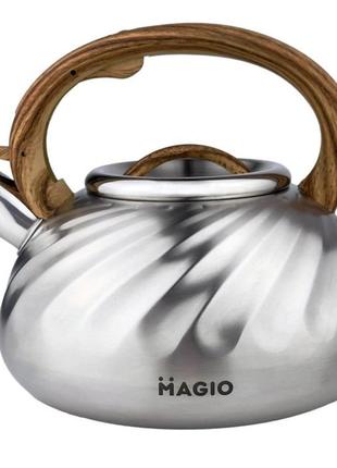 Чайник magio mg-1194 со свистком, чайник со свистком для индукционной плиты, чайник газовый1 фото