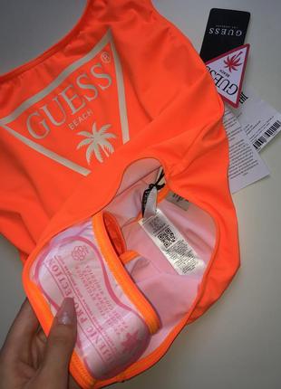 Новый слитный купальник guess неонового цвета5 фото