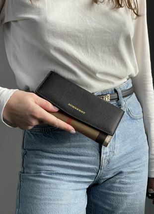 Гаманець burberry credit card wallet brown/black на подарунок 14 лютого / 8 березня