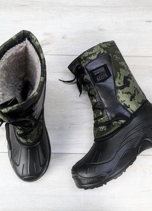 Сапоги мужские пена зимние на шнуровке черные с хаки progress 3692