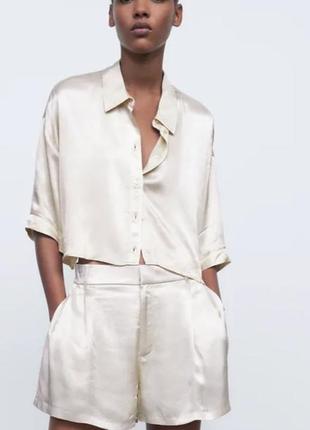 Сатинова жіноча блуза сорочка zara розмір s1 фото