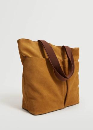 Вместительная сумка mango man из замши !