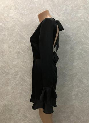 Платье атласное с воланами открытой спиной и завязками2 фото