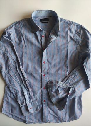 Рубашка riley slim fit, голубая в клетку , р. xl9 фото