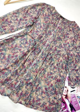 Блуза женская свободного кроя цветочный принт от бренда ishua 203 фото