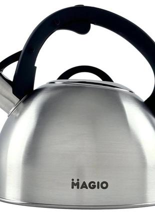 Чайник magio mg-1192 со свистком, металический чайник из нержавейки, чайники для плит1 фото