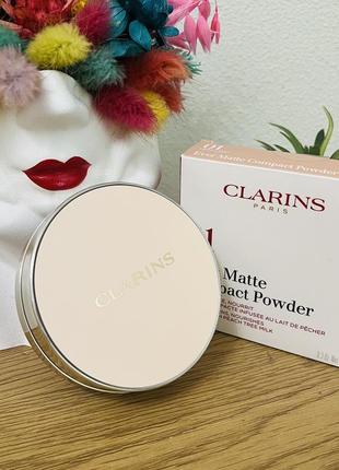 Оригинальный clarins ever matte compact powder матирующая компактная пудра для лица 01 very light2 фото