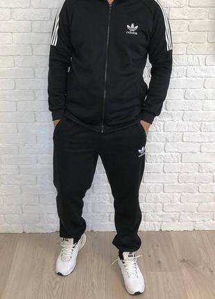 Мужской спортивный костюм теплый черный adidas