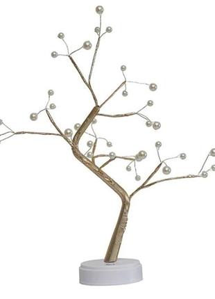 Светодиодное мини дерево гирлянда  жемчуг 50см, настольный декоративный ночник светящееся дерево теплый белый8 фото