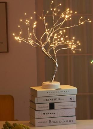 Светодиодное мини дерево гирлянда роса 50см, настольный декоративный ночник светящееся дерево теплый белый
