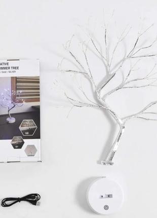 Светодиодное мини дерево гирлянда роса 50см, настольный декоративный ночник светящееся дерево теплый белый8 фото