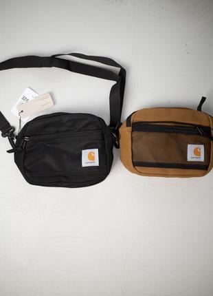 Борсетка carhartt bag черная / коричневая сумка через плечо / мессенджер мужской / женский3 фото