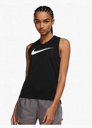 Майка nike dri-fit swoosh run tank black dd4910-010