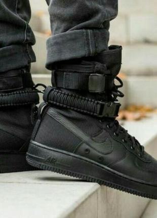 ✅ кросівкиnike sf air force 1 high - triple black1 фото