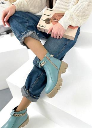 Супер стильные женские деми ботинки с цепочкой в наличии и под отшив 💛💙🏆7 фото