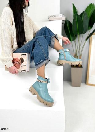Супер стильные женские деми ботинки с цепочкой в наличии и под отшив 💛💙🏆8 фото