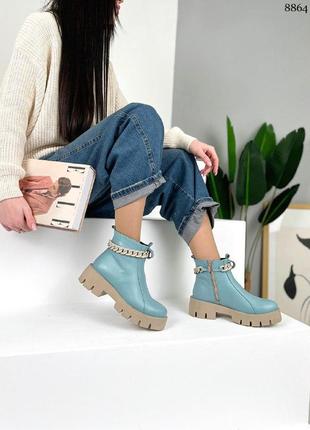 Супер стильные женские деми ботинки с цепочкой в наличии и под отшив 💛💙🏆10 фото