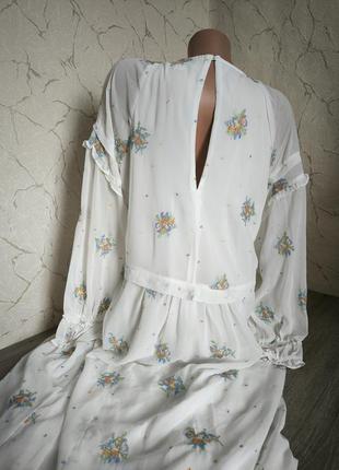 Платье длинное макси шифон белое с вышивкой,50 р4 фото