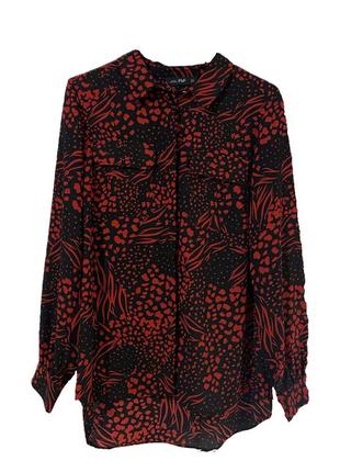Рубашка f&f черная с красным принтом