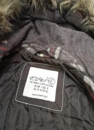 Стильне фірмове пальто зі зйомним мехом клетка3 фото