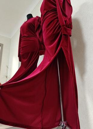 Вечірня оксамитова сукня довга максі плаття з розрізом shein бархат5 фото