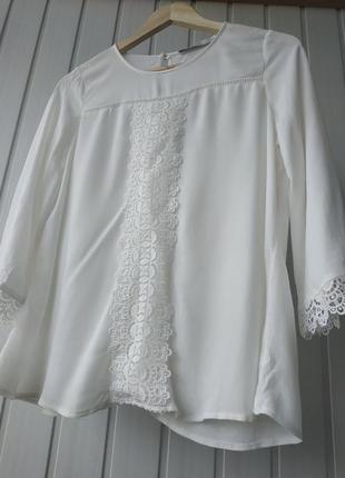 Молочная блуза с кружевом вискоза george