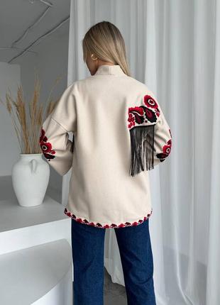 Жакет накидка с вышивкой вышиванка пиджак4 фото