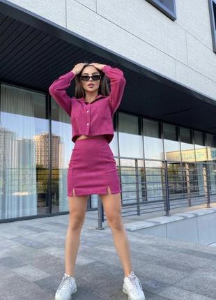 Костюм 2-ка микровельвет, юбка и пиджак